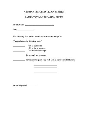 Fillable Online Arizona Endocrinology Center Patient Communication