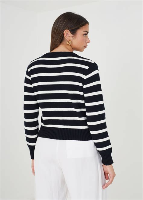 Brave Soul Navy Durham Striped Knitted Cardigan Matalan