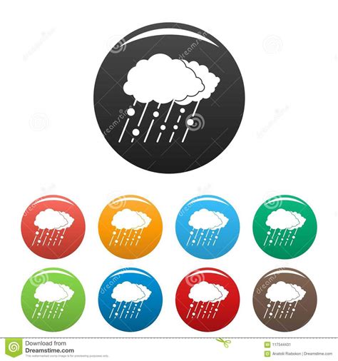 Vector Fijado Iconos Del Color De La Nieve De La Lluvia De La Nube