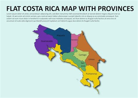 Mapa Plano De Costa Rica Con Provincias Vector Premium