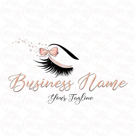 Digital Custom Logo Design Lash With Pink Bow Logo Lashes Etsy