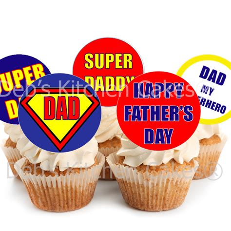 Fathers Day Super Dad Cupcake Toppers Cm X Debs Kitchen Cakes