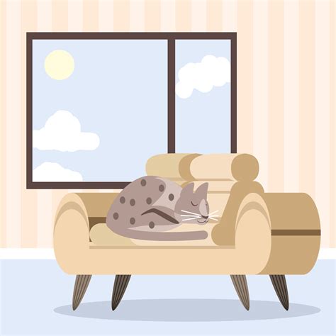 sleeping cat on sofa furniture 4204605 Vector Art at Vecteezy