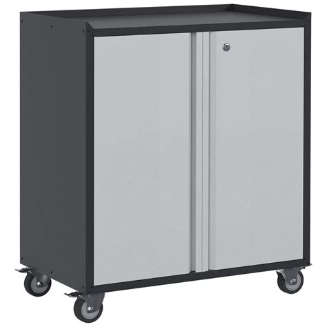 AOBABO Metal Freestanding Lockable Wheeled Garage Storage Cabinet W