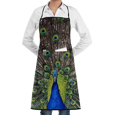 Buy Male Peacock With Feathers Out Cooking Kitchen Bib Apron With