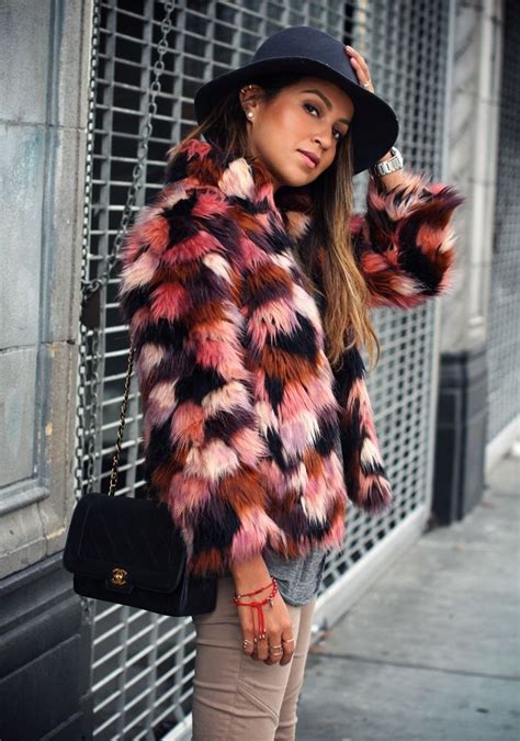 Love That Multi Colored Fur Coat Jeans Street Style Street Style