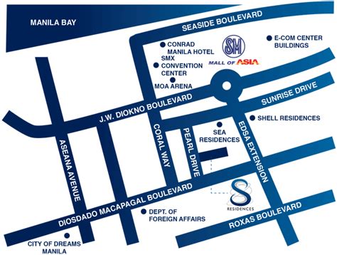 S Residences Location And Vicinity Map Preselling Sm Mall Of Asia