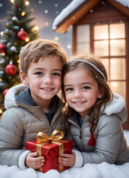 Premium AI Image | Kids celebrating Christmas