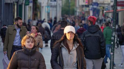 Grafton Street Of Dublin Ireland From A Walking Pov View Stock Video