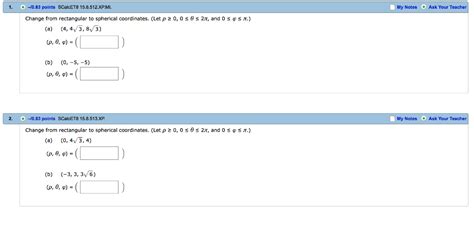 Solved 1. Change from rectangular to spherical | Chegg.com