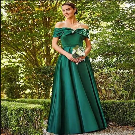 Robe De Bal Vert Émeraude Longue Épaules Dénudées Ligne A Tenue De