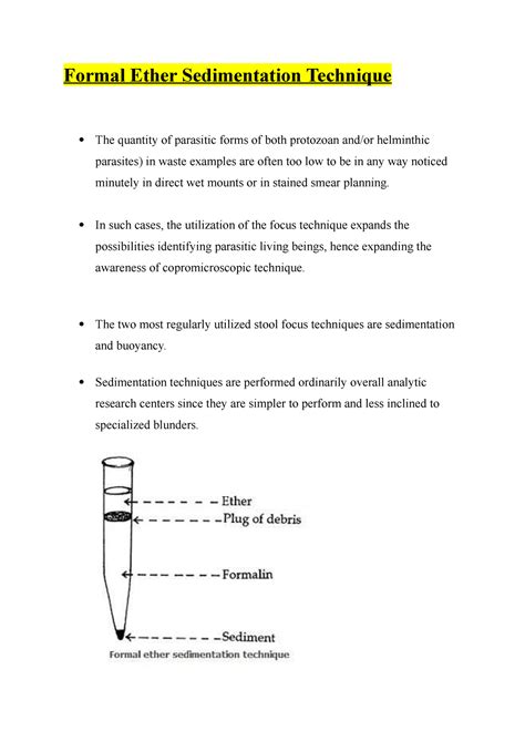 Formal Ether Sedimentation Technique In Such Cases The Utilization