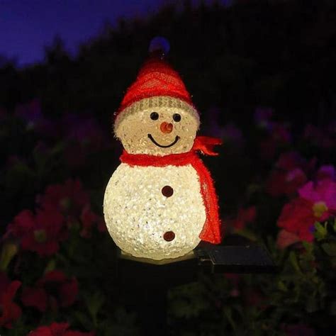 Solar Pathway Lights Snowman Christmas Decorations Garden Stakes Lights ...