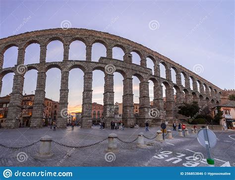 The Ancient Roman Aqueduct Of Segovia Spain Editorial Photo Image Of