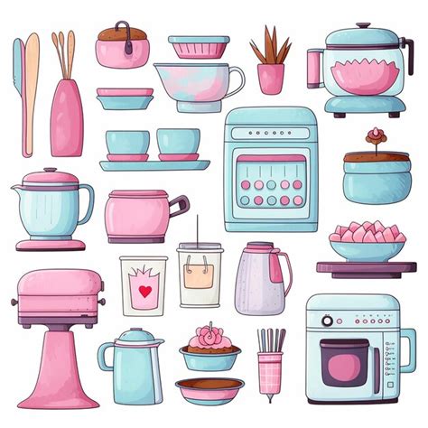 Premium Photo Colorful Kitchen Harmony Cute Kitchen Equipment Clipart