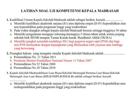 Latihan Soal Asesmen Kompetensi Kepala Madrasah AKK Memantapkan