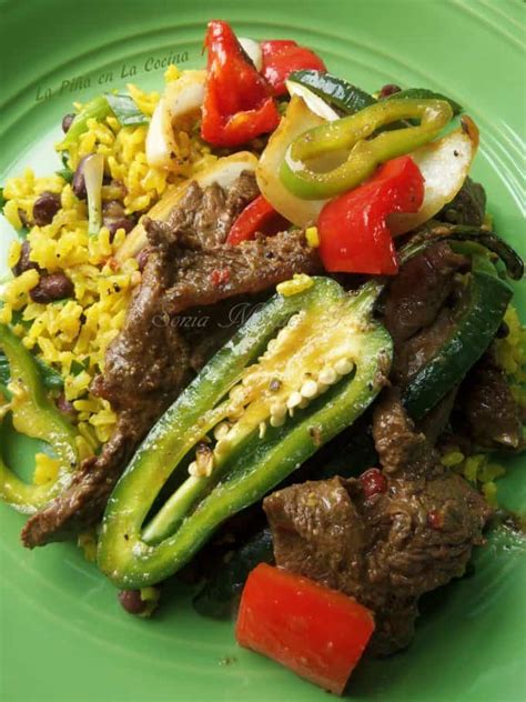 Pepper Steak With Black Beans And Rice La Piña En La Cocina