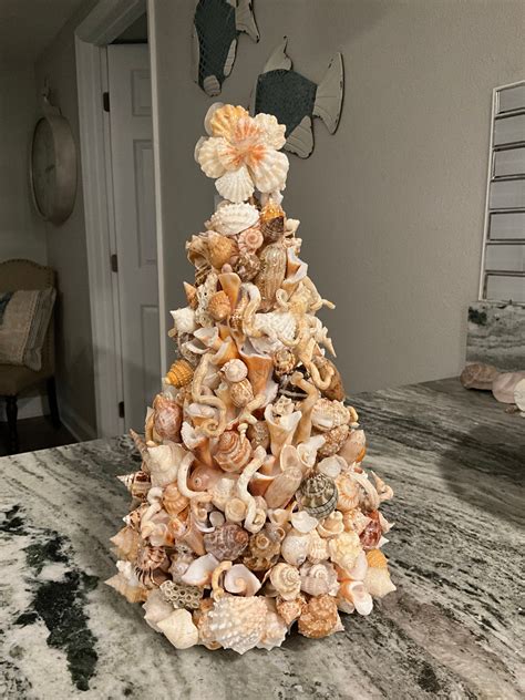 Unique Handcrafted 11 Sea Shell Tree Made With Handpicked Shells And