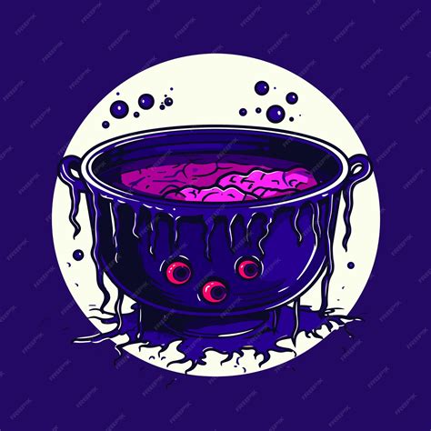 Premium Vector Witch Cauldron With Bubbling Liquid Magic Potion Symbol Of Witchcraft Dark