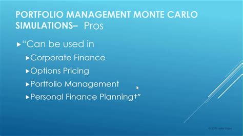 Portfolio Management Monte Carlo Simulation Part 1 Of 6 Videos An