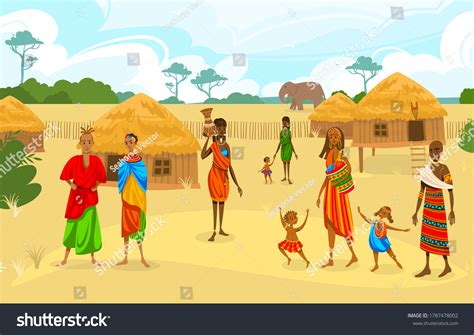 Tribe Ethnic People Africa Flat Vector Stock Vector Royalty Free