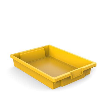 shallow plastic storage containertray yellow ease