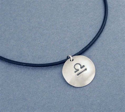 Sterling Silver Libra Pendant Necklace On Brass Chain Or Black Leather