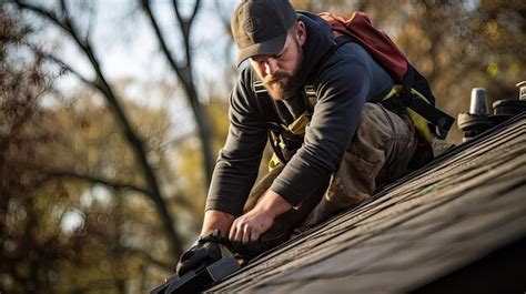 Premium Photo An Experienced Roofer Meticulously Replacing Shingles