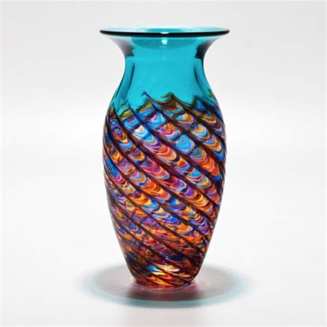 Colourful Glass Art Vases I Optic Rib Urn By Michael Trimpol I Boha Glass