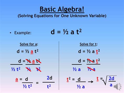 Ppt Basic Algebra Solving Equations For One Unknown Variable