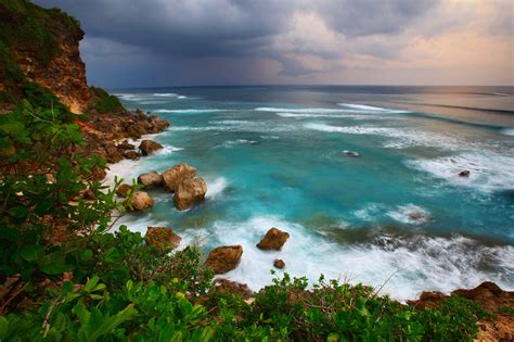 Wallpaper Sinar Matahari Pemandangan Laut Batu Alam Pantai