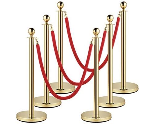 VEVOR Velvet Ropes And Posts 5 Ft 1 5 M Red Rope Stainless Steel