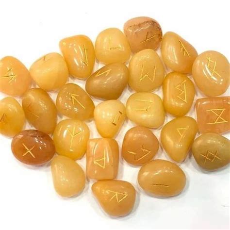 Yellow Yello Aventurine Gemstone Rune Set Tumble Stone For Healing 18