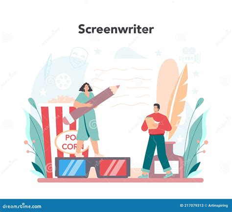 Screenwriter Concept Person Create A Screenplay For Movie Stock