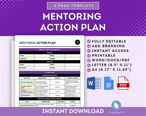 Mentoring Action Plan Template Mentoring Roadmap Template Coaching And Mentoring Plan