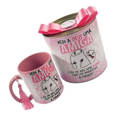 Caneca Rosa Pedi A Deus Uma Amiga Flork Divertida Elo