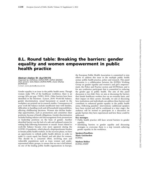 Pdf 8 L Round Table Breaking The Barriers Gender Equality And