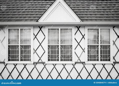 Lattice Windows On A Black And White Tudor Manor Stock Image Image Of