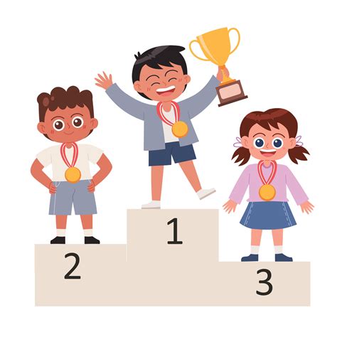 kids standing on winner podium cartoon vector 20506532 Vector Art at