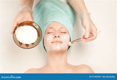 Woman At Spa Procedures Applying Mask Stock Photo Image Of Relax