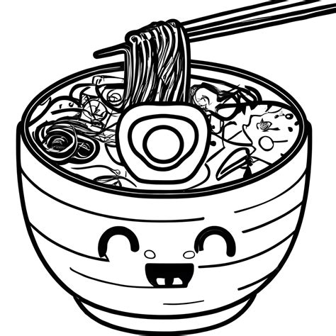 Página para colorear de Ramen Kawaii Creative Fabrica