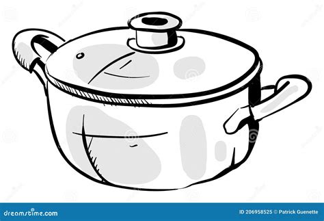 Vector De Dibujo De La Olla De Cocina Ilustración del Vector