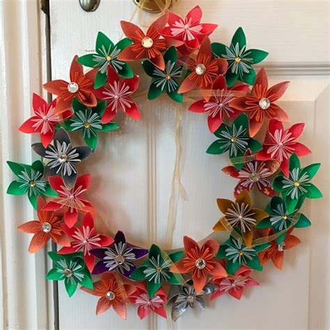 Large Origami Flower Wreath Etsy