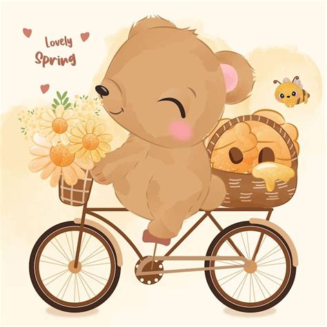 Premium Vector Cute Baby Bear In Watercolor Illustration