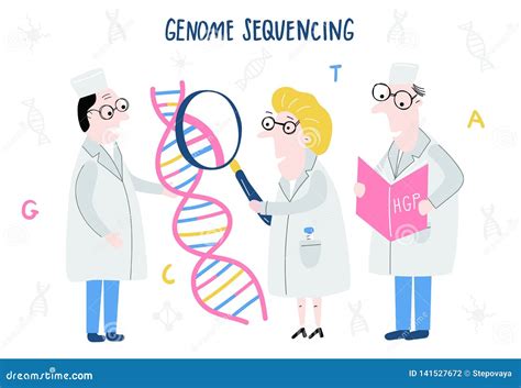 Scientist Exploring Dna Structure Hand Drawn Genome Sequencing Concept