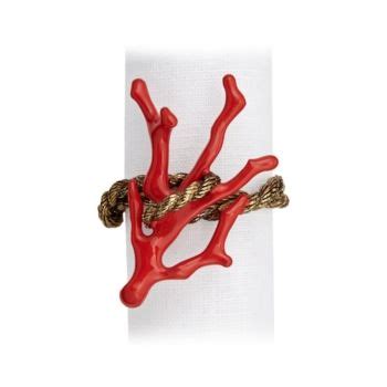 L Objet Coral Napkin Jewels Set Of 4 Napkin Rings Gold Napkins