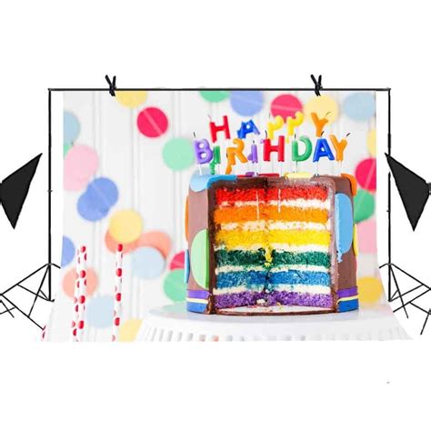 Mohome Birthday Backdrop 7x5ft Birthday Cake Picture For Party Photo