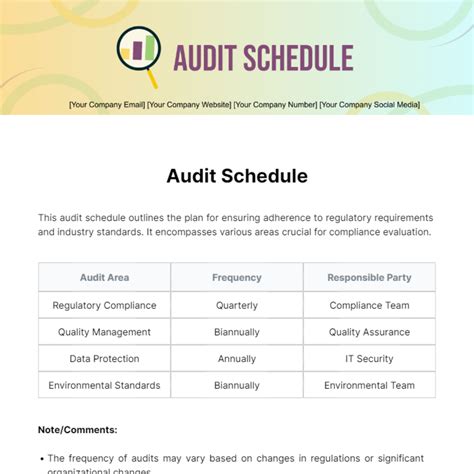 Free Audit Schedule Template Edit Online And Download