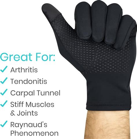 Vive Guantes De Cobre Para Artritis De Dedo Completo Negro Peque O