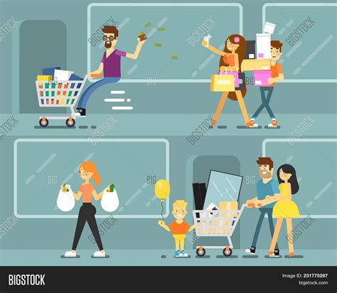 Happy Shopping People Image And Photo Free Trial Bigstock